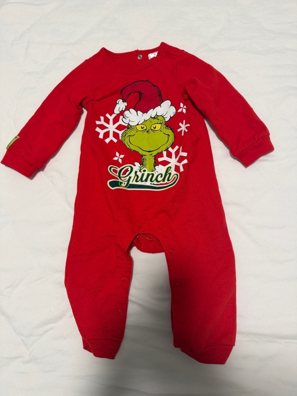 Grinch Red Holiday Baby Footie One-Piece